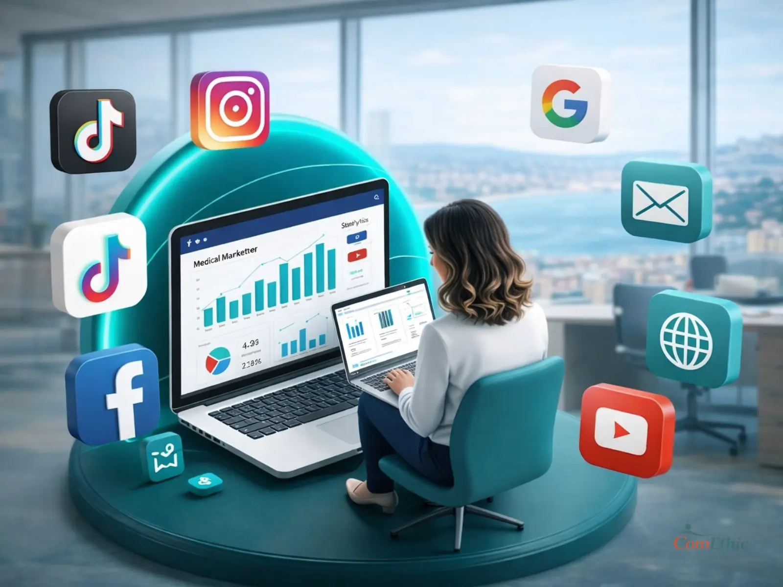 Agence de communication médicale pour médecins : communication globale structurée (site, réseaux sociaux, mailing, actualités)