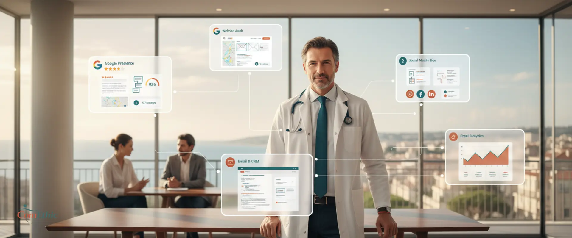 Audit de visibilité médicale réalisé par l’agence ComEthic pour médecins et cliniques souhaitant améliorer leur présence digitale et leur référencement local.