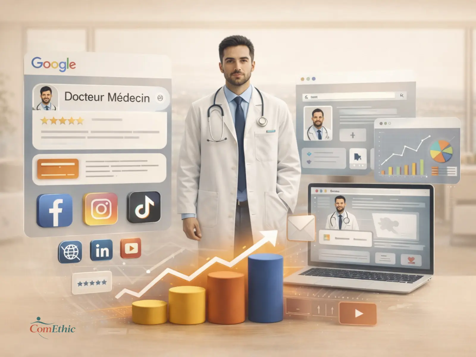 Audit de visibilité médicale pour médecin, chirurgien ou clinique souhaitant structurer sa visibilité digitale et son positionnement territorial