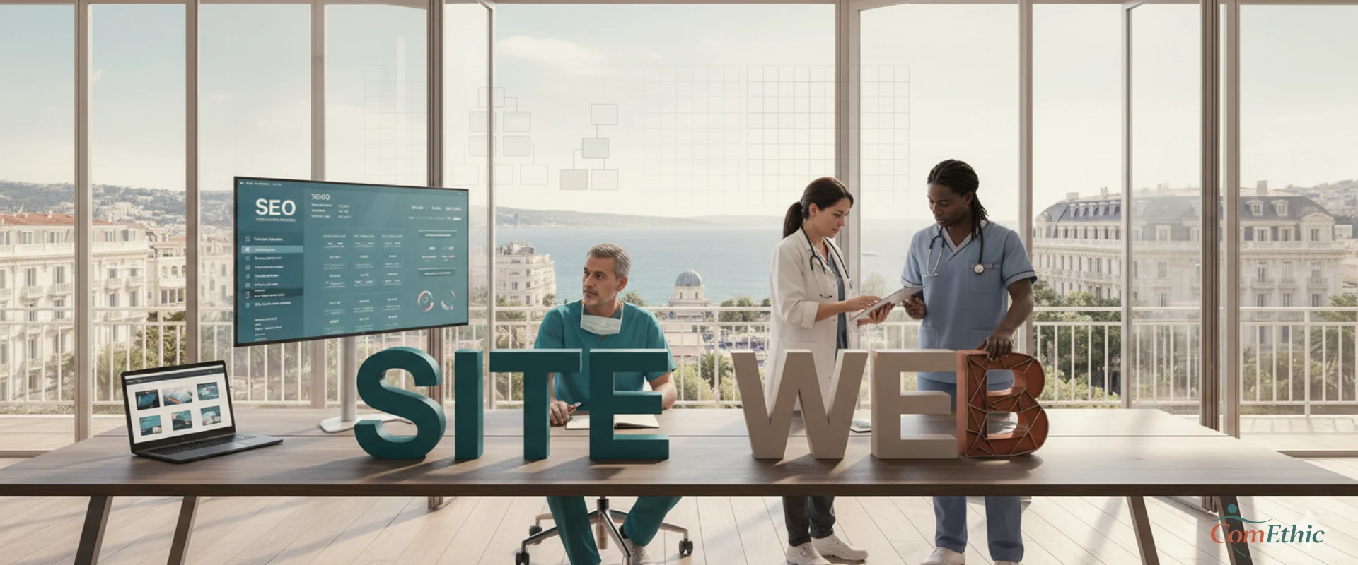 Création et optimisation de site internet médical pour cabinet de santé, intégrant SEO, AEO et conformité déontologique