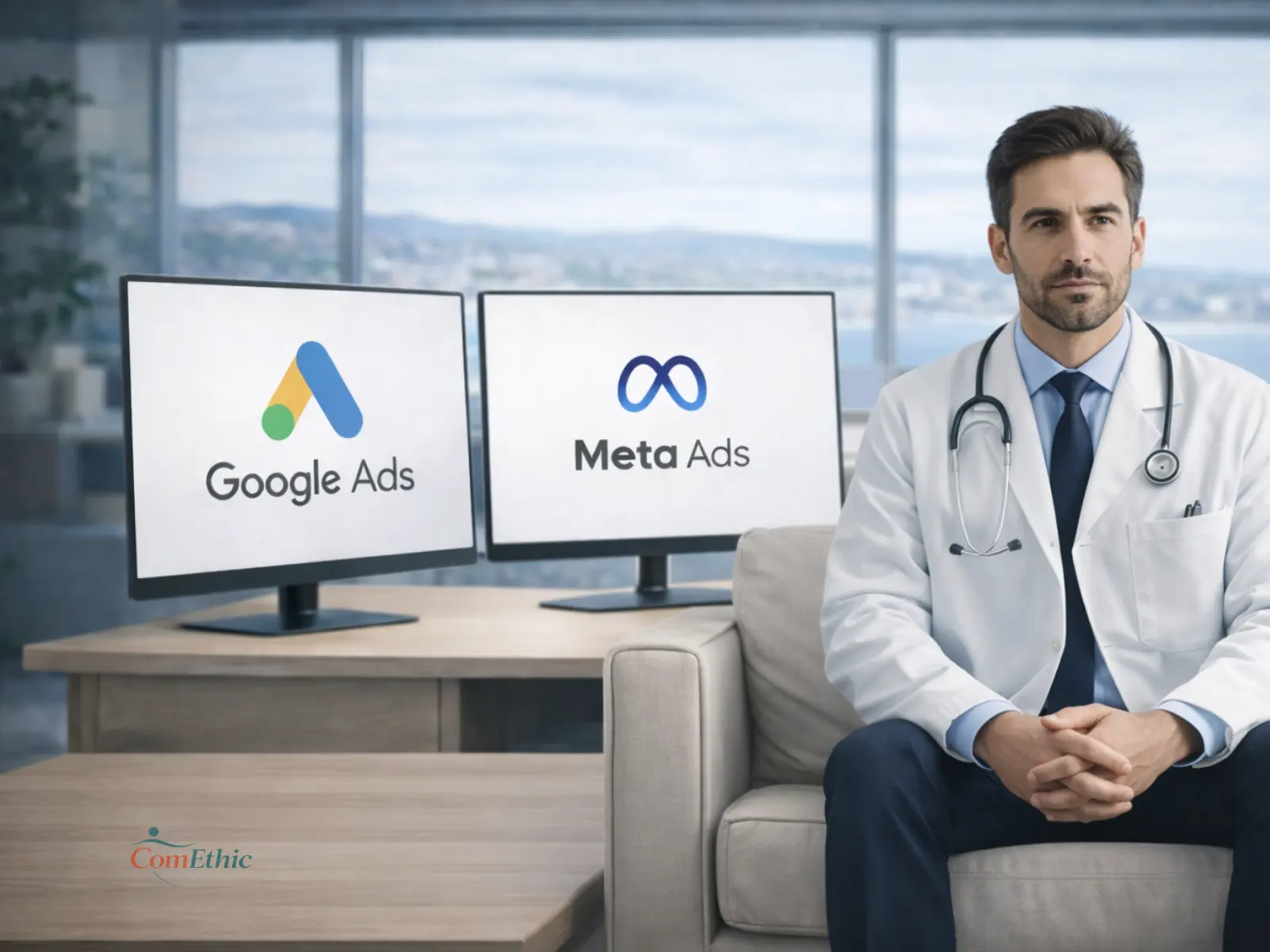Tarifs publicité médicale : illustration prix Google Ads et Meta Ads pour cabinet médical