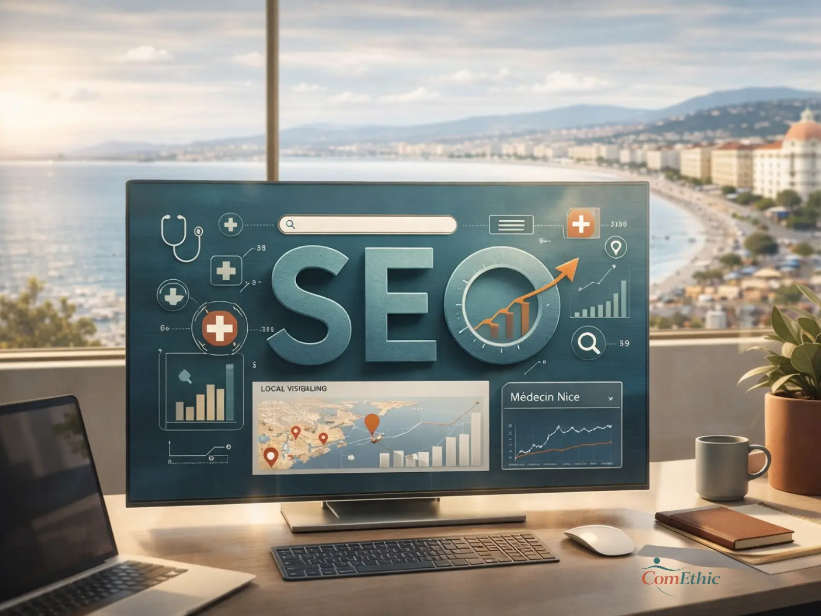 SEO médecin : illustration de l’autorité médicale et des critères E-E-A-T en 2026 pour un référencement naturel médical exigeant