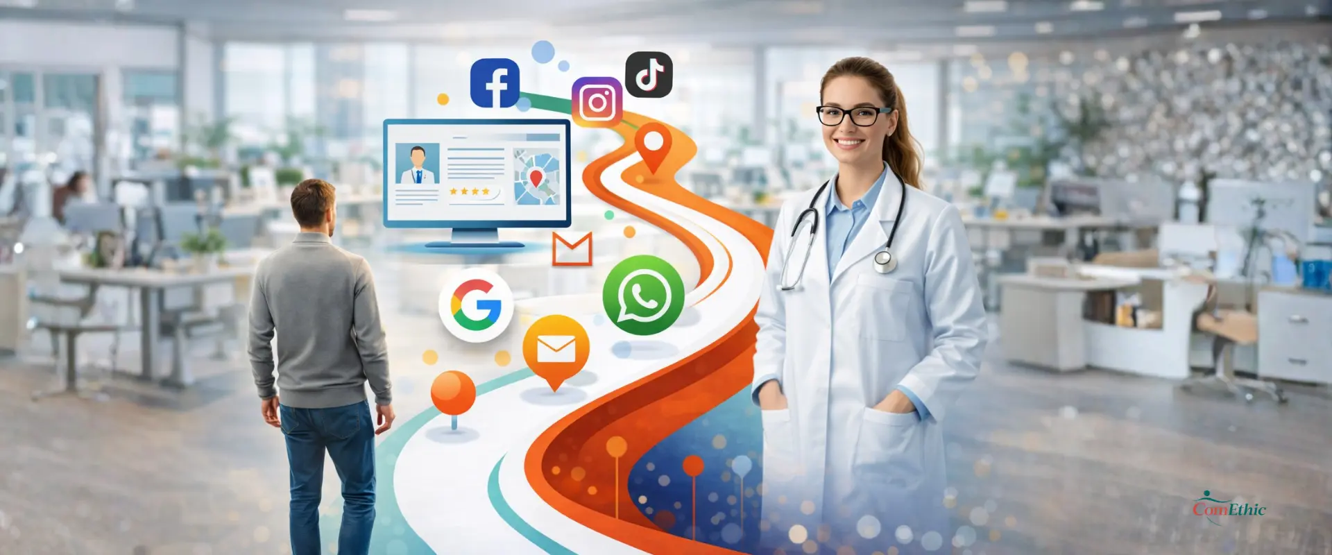Stratégie de communication médicale globale : visibilité locale, site internet, réseaux sociaux et contenus patients